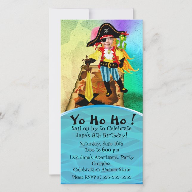 Pirate girl birthday invitation (Front)