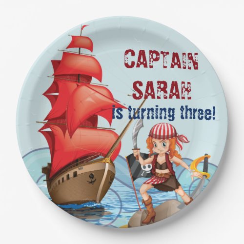 Pirate Girl Birthday Party Boat stripes Paper Plates