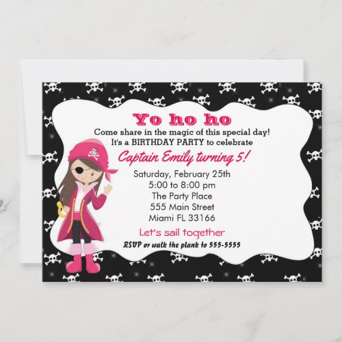 Pirate Girl Birthday Party Invitation