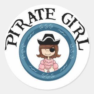 Pirate Girl Classic Round Sticker