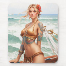 Pirate girl fantasy design Mouse Pad