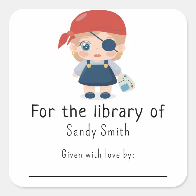Pirate girl - For the library of Square Sticker (Front)