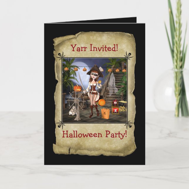 Pirate Girl Halloween Party Invitation (Front)