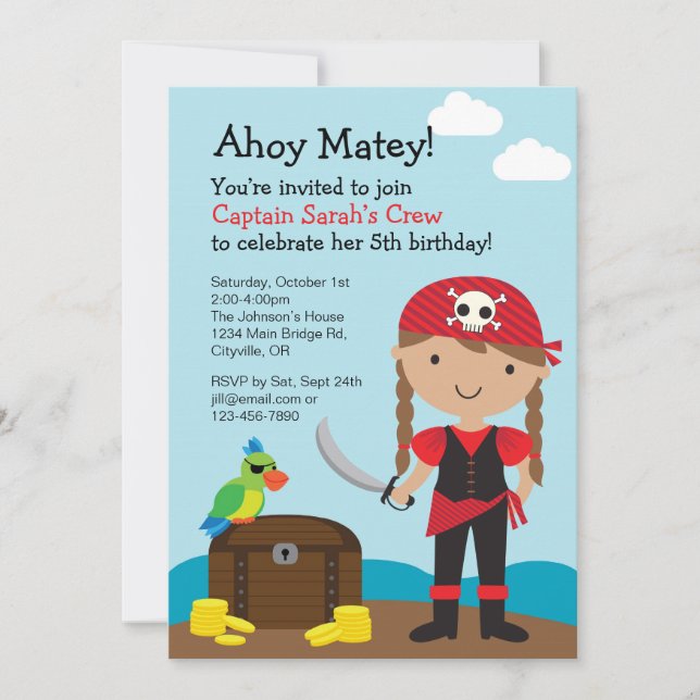 Pirate Girl Invitation (Front)
