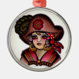 Pirate girl metal ornament