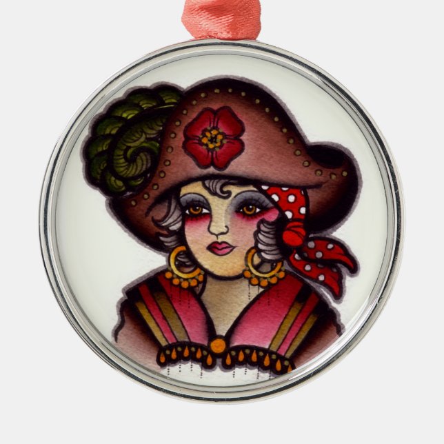 Pirate girl metal ornament (Front)