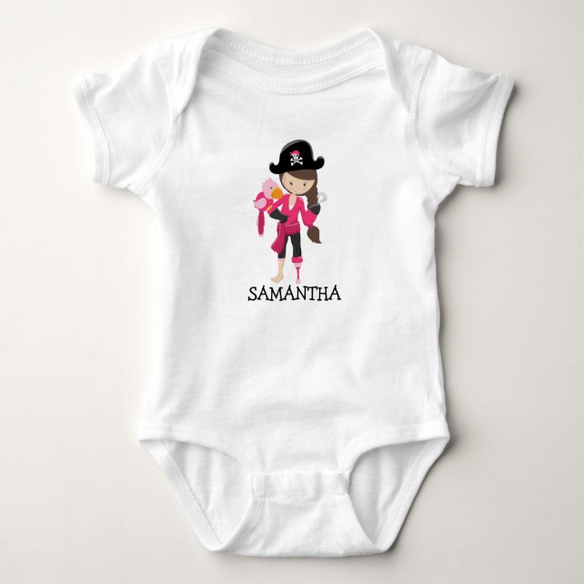 Pirate Girl Parrot  Baby Bodysuit (Front)