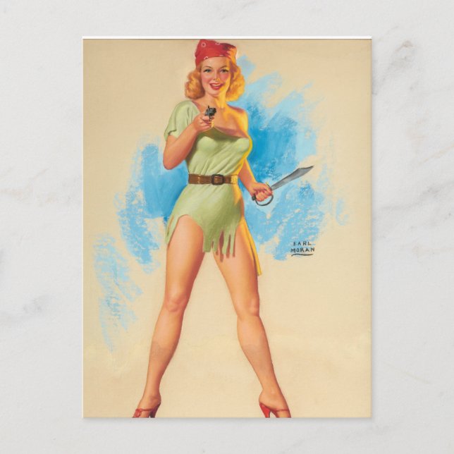 Pirate Girl Pin Up Art Postcard (Front)