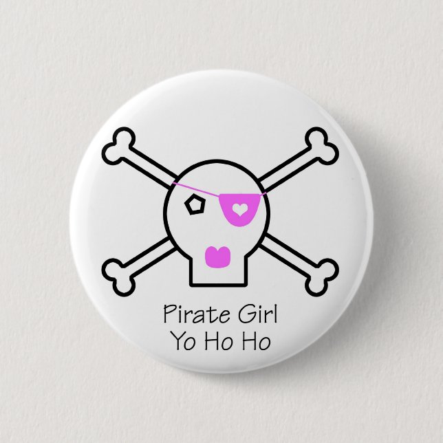 Pirate Girl Pinback Button (Front)