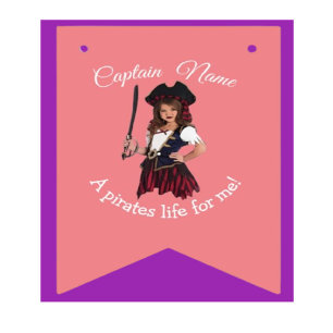 Pirate Girl Pink Theme Bunting Flags
