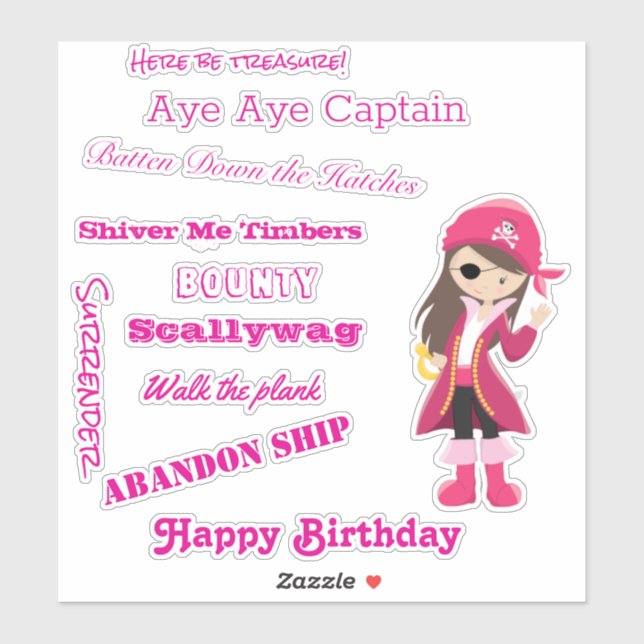 Pirate Girl slogan Sticker (Sheet)