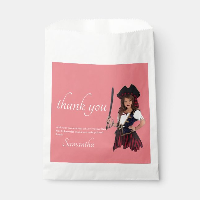 Pirate Girl Thank You Pink Favor Bag (Front)