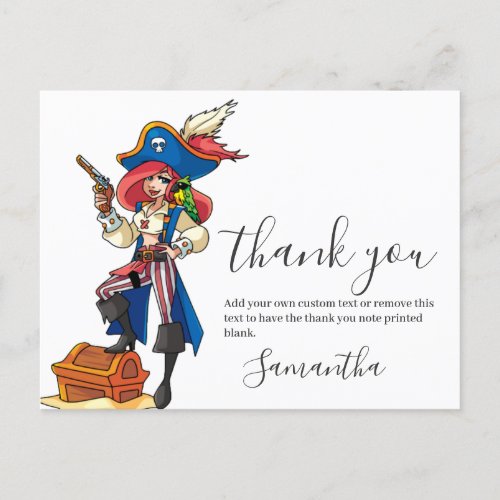 Pirate Girl Thank you Postcard