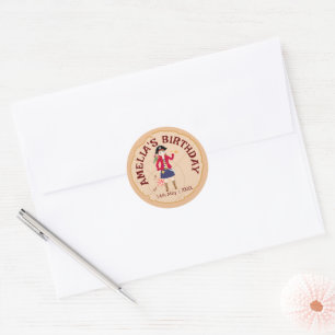 Pirate Girl Treasure Map Fun Birthday Party Classic Round Sticker