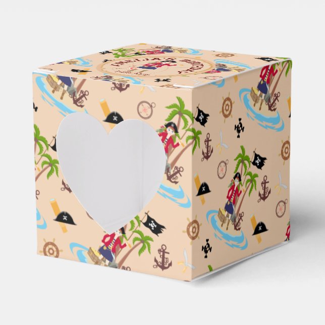 Pirate Girl Treasure Map Fun Birthday Party Favor Boxes (Front Side)