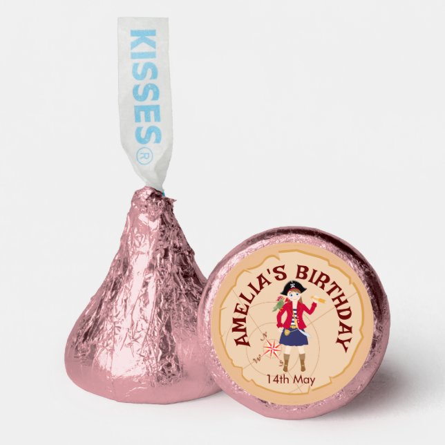 Pirate Girl Treasure Map Fun Birthday Party Hershey®'s Kisses® (Front)