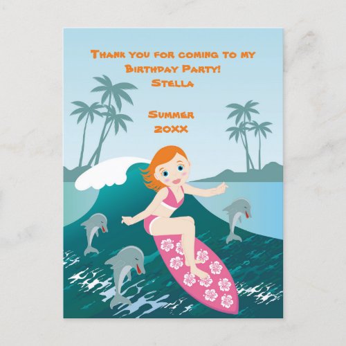 Pirate Girl Treasure Map Fun Birthday Party Postcard