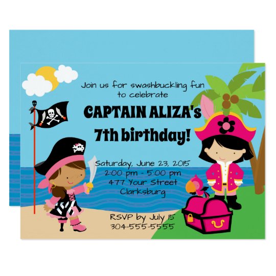 Pirate Girls Birthday Party Invitation | Zazzle.com