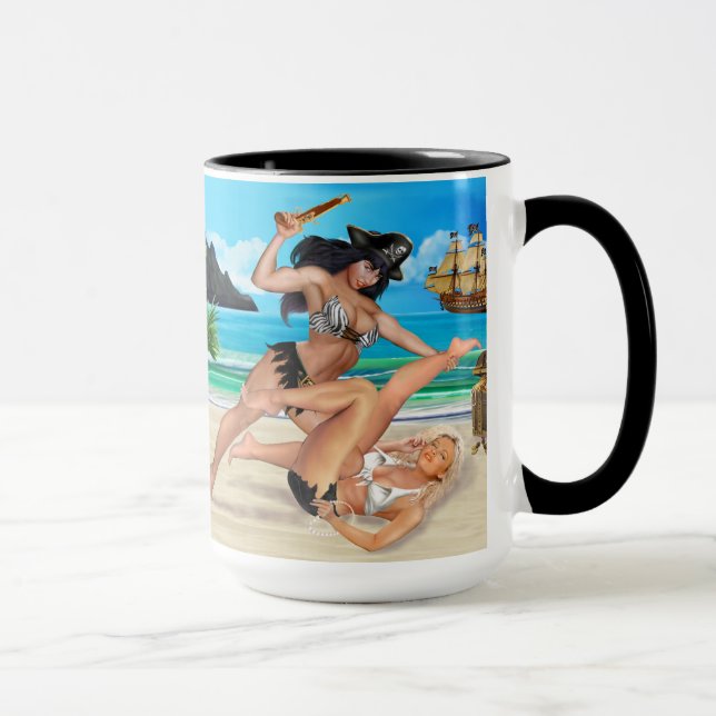 PIRATE GIRLS CATFIGHTING MUG (Right)