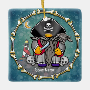Pirate gnome ceramic ornament