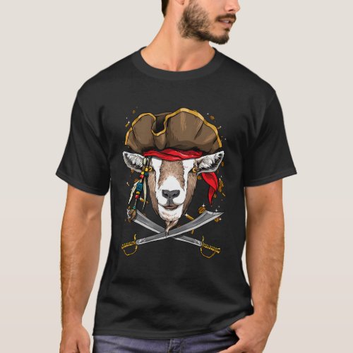 Pirate Goat Jolly Roger Halloween T_Shirt