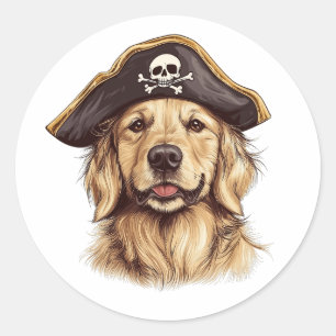 Pirate Golden Retriever Dog Skull Classic Round Sticker