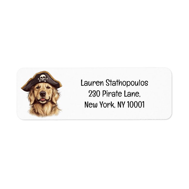 Pirate Golden Retriever Dog Skull Label (Front)