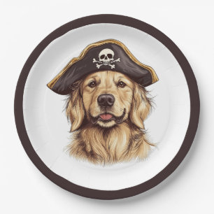 Pirate Golden Retriever Dog Skull Paper Plates