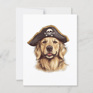Pirate Golden Retriever Dog Skull Postcard