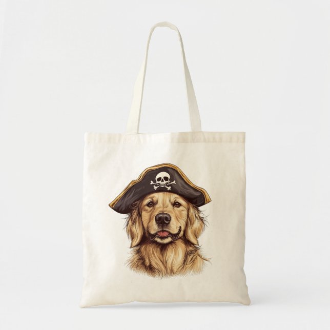 Pirate Golden Retriever Dog Skull Tote Bag (Front)