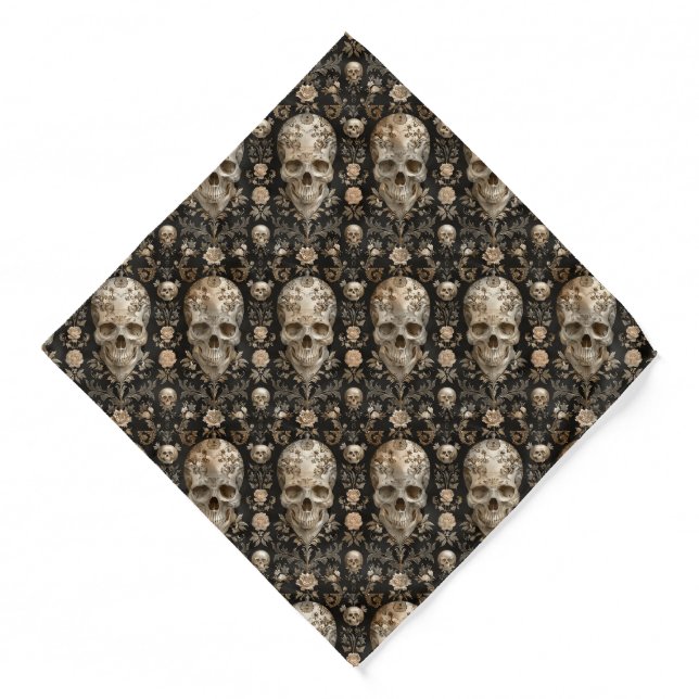 Pirate Gothic Paisley Skulls Bandana (Front)