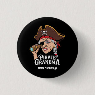 Pirate Grandma Funny Grandmother Halloween Costume Button
