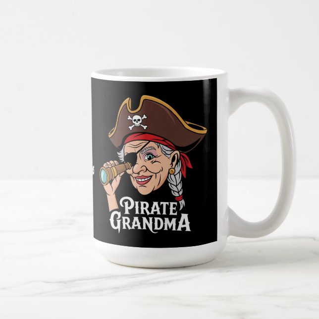 Pirate Grandma Funny Grandmother Halloween Costume Coffee Mug (Right)