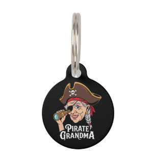 Pirate Grandma Funny Grandmother Halloween Costume Pet ID Tag