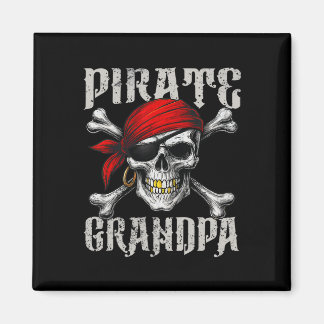 Pirate Grandpa Jolly Roger Flag And Skull Crossbon Magnet