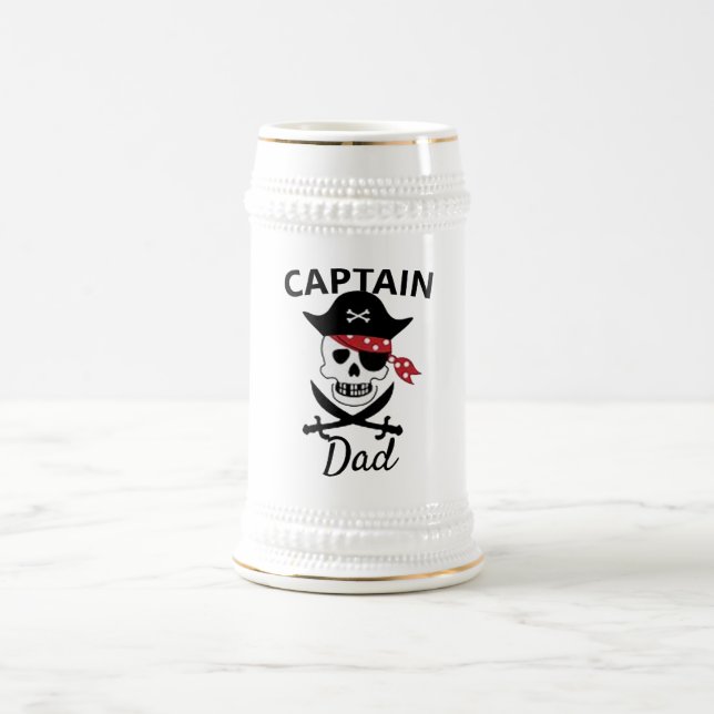 Pirate Graphic Ceramic Beer Mug, Home Bar Beer  Stein (Center)