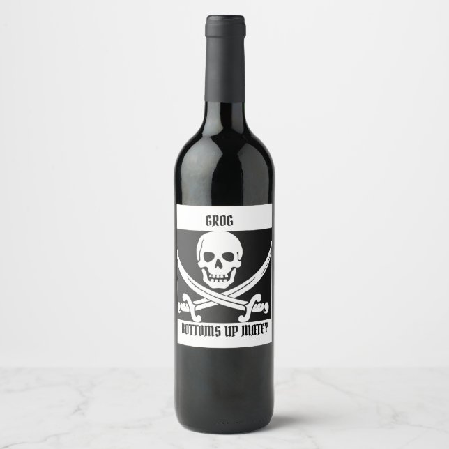 PIRATE GROG BOTTLE WINE LABEL (Front)