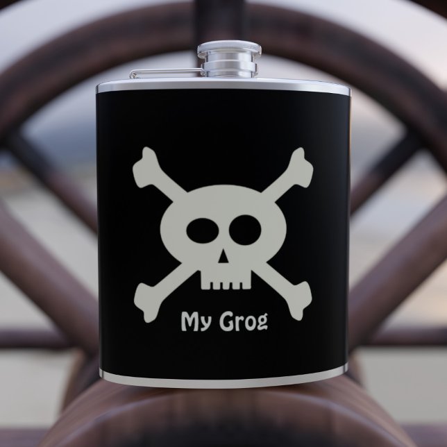 Pirate Grog Cute Skull & Crossbones Flask (Creator Uploaded)