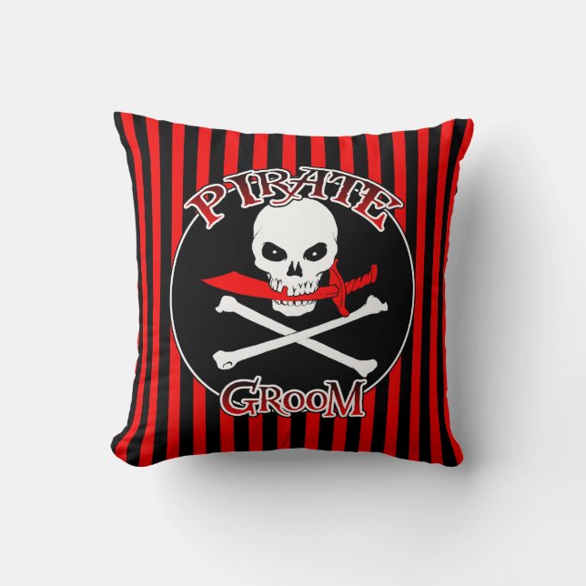 Pirate Groom Throw Pillow (Front)