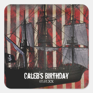 Pirate Grunge Birthday Party Favor Stickers