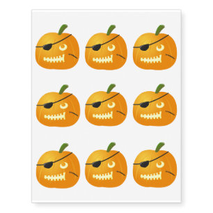 Pirate Halloween pumpkin cartoon Temporary Tattoos