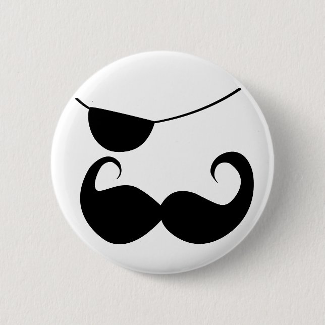 Pirate Handlebar Mustache Pinback Button (Front)