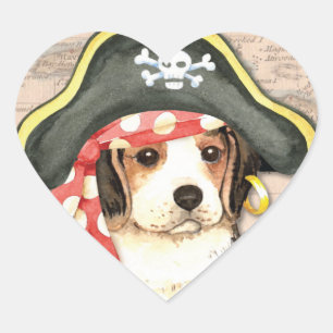 Pirate Hat Beagle Heart Sticker