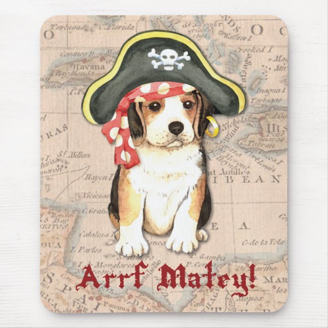 Pirate Hat Beagle Mouse Pad (Front)