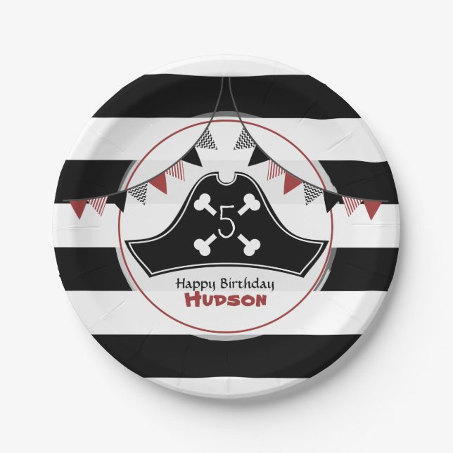 Pirate Hat Birthday Paper Plates (Front)