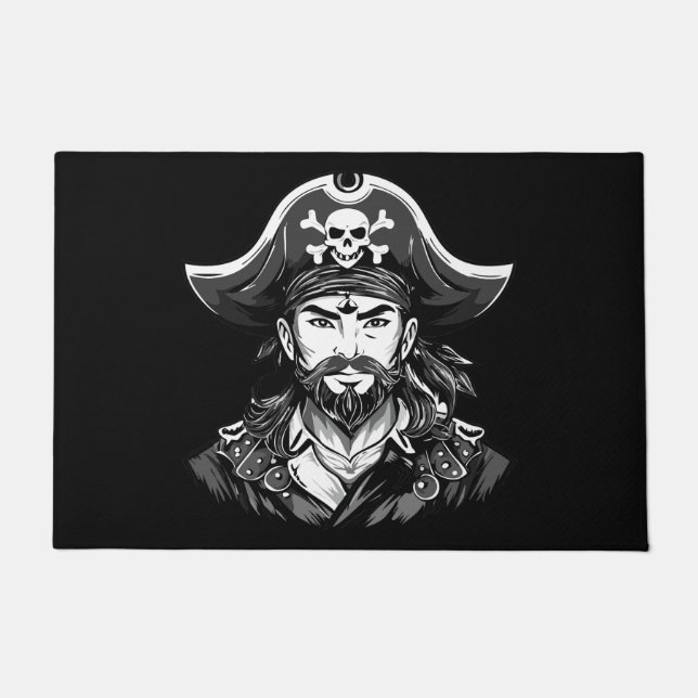 Pirate head with hat sailor and Eye Patch and Bear Doormat (Front)