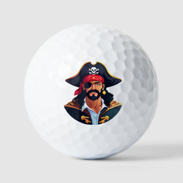 Pirate head with hat sailor and Eye Patch and Bear Golf Balls (Front)