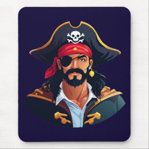 Pirate head with hat sailor and Eye Patch and Bear Mouse Pad