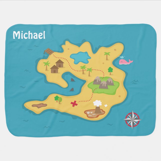 Pirate Island Adventure Treasure Map For Baby Boys Stroller Blanket (Horizontal)