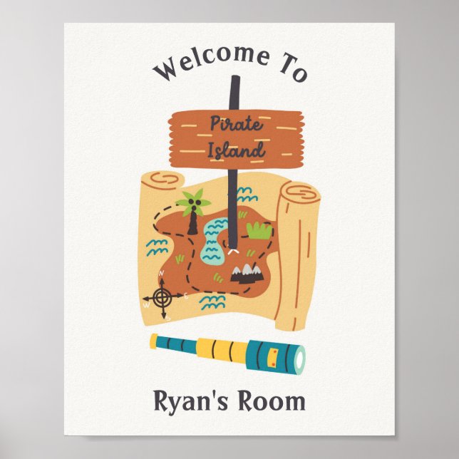 Pirate Island Nursery Kids Wall Art (Front)